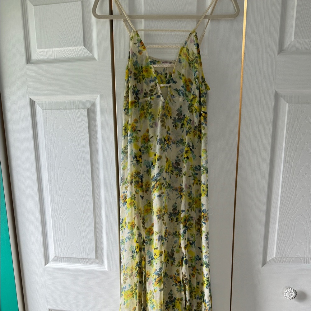 Free People yellow floral sheer maxi dress